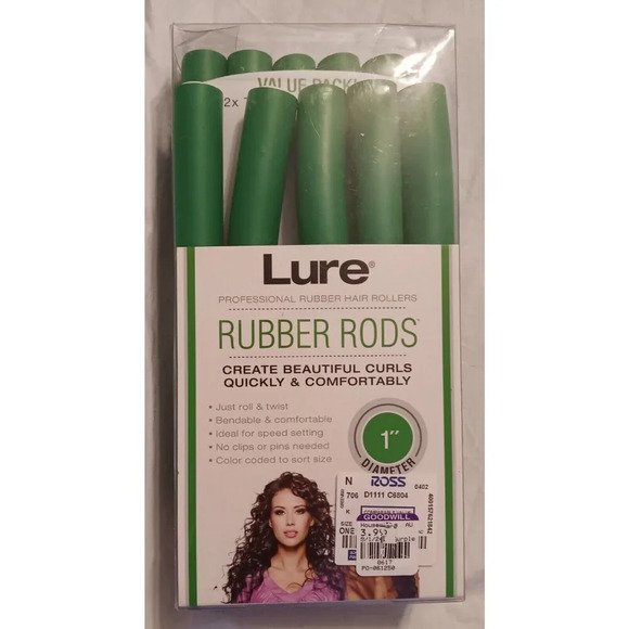 Lure Professional Rubber Rods Hair Rollers Size 1” Very Long-10 Rods Pack - Picture 1 of 2